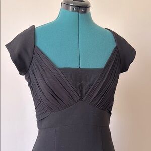 Black Halo | Paige Little Black Cocktail Sheath Dress w/ Chiffon Detail | Size 8